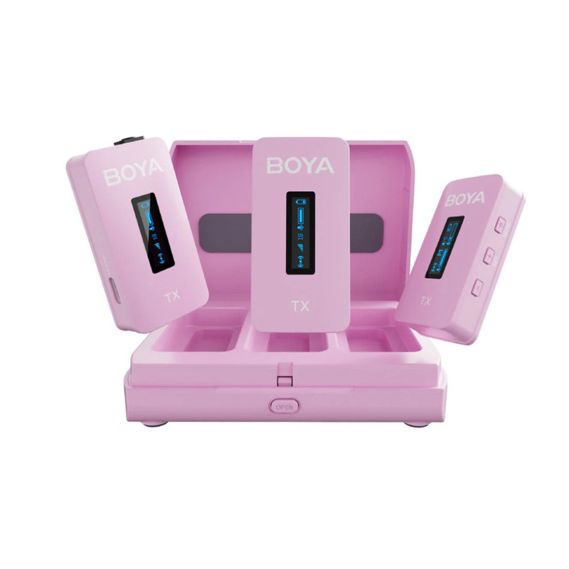 Boya BY-XM6-K2P 2.4GHz Ultra-compact Wireless Microphone System Kit - Pink - ميكروفون